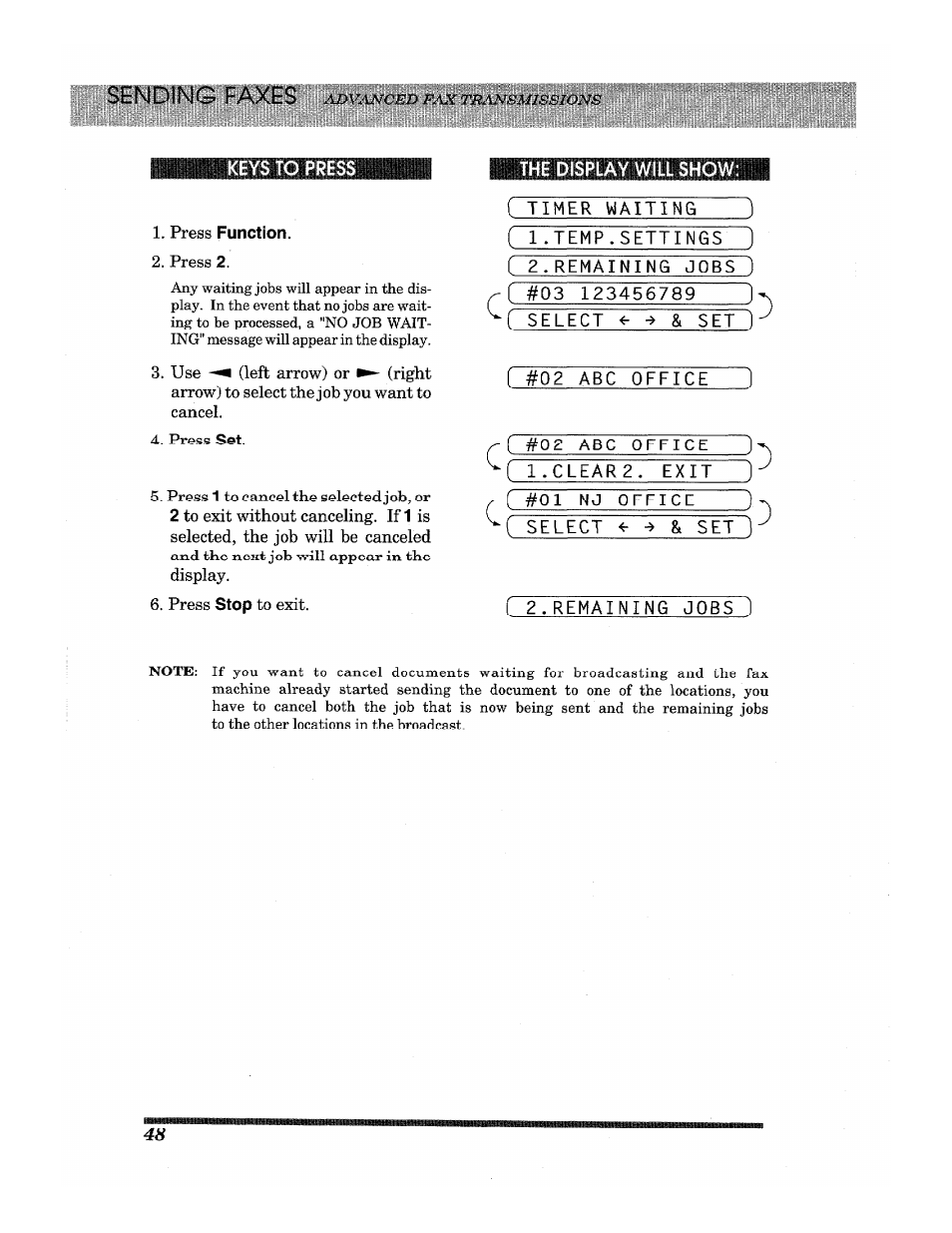 Press function | Brother INTELLIFAX 3650 User Manual | Page 56 / 144