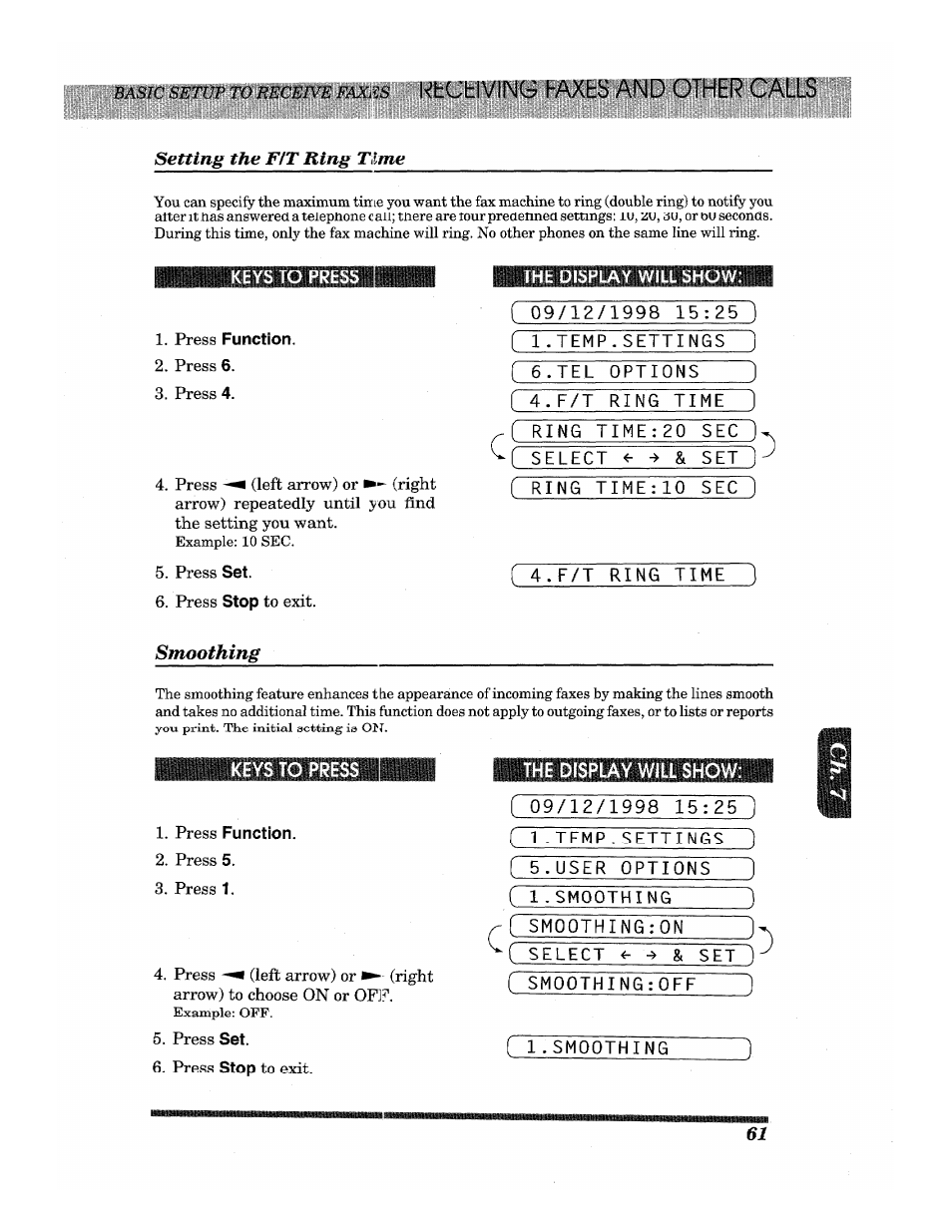 Press function | Brother INTELLIFAX 3650 User Manual | Page 69 / 144