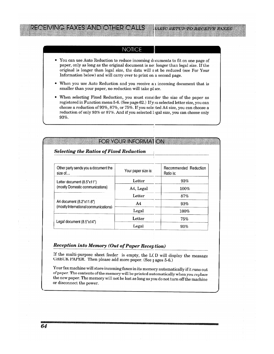 For your informal on, Receiving faxes and other calls, Гд.ч7г | Brother INTELLIFAX 3650 User Manual | Page 72 / 144