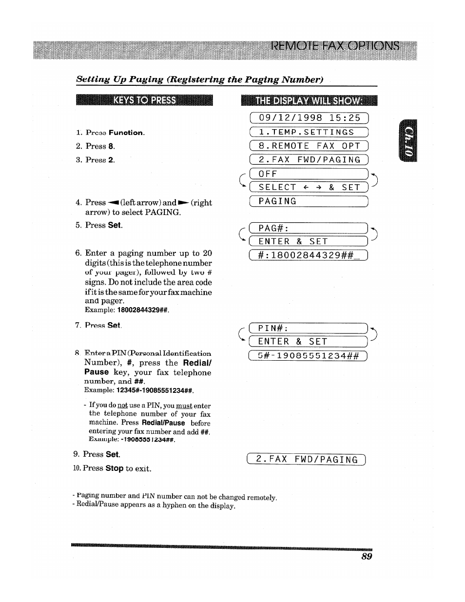 Setting up puging (registering the paging number) | Brother INTELLIFAX 3650 User Manual | Page 97 / 144