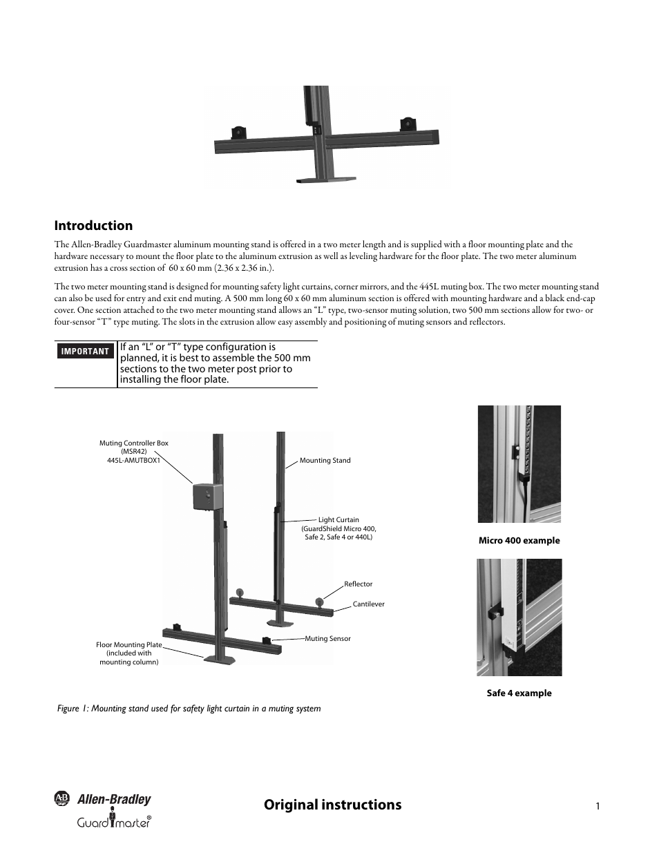 Original instructions, Introduction | Rockwell Automation 445L Floor Mounting Column and Cantilever User Manual User Manual | Page 3 / 12