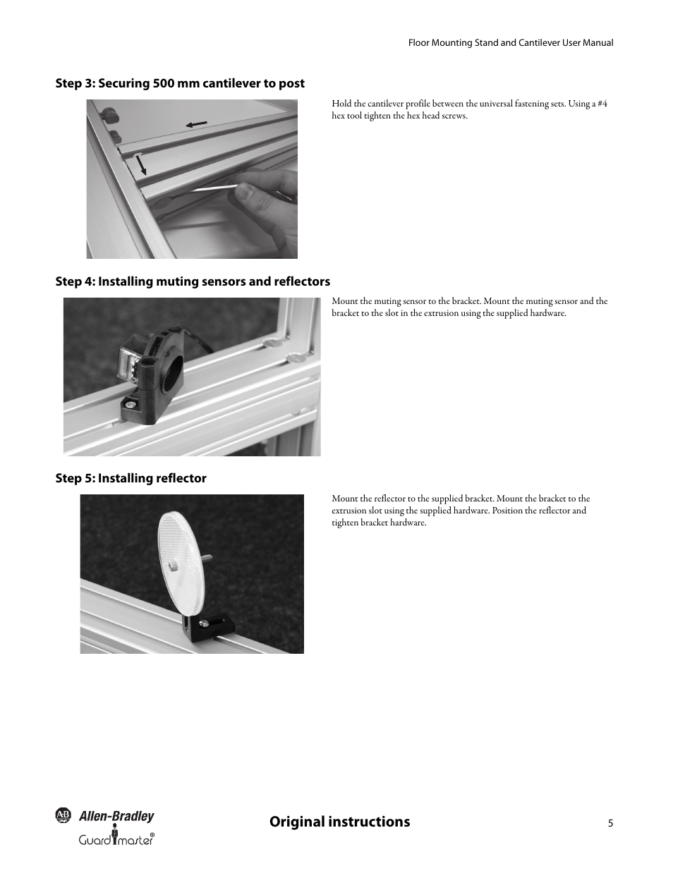 Original instructions | Rockwell Automation 445L Floor Mounting Column and Cantilever User Manual User Manual | Page 7 / 12