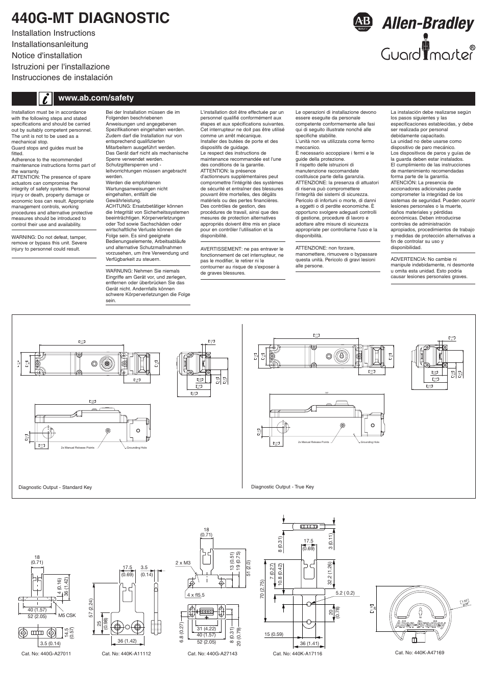 Rockwell Automation 440G-MT Diagnostic Guard Locking Safety Interlock Switch User Manual | 4 pages