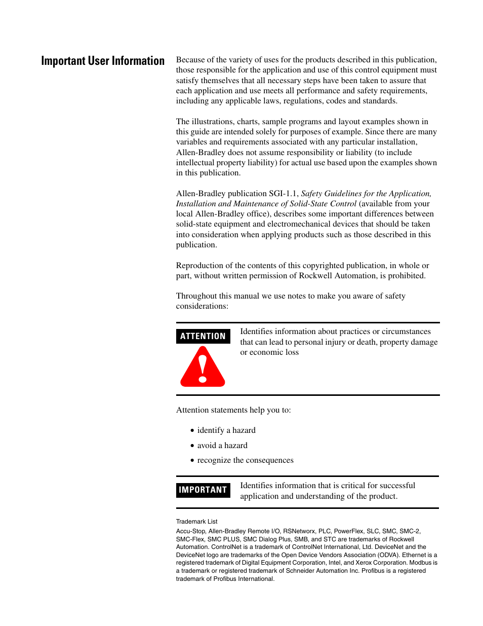 Important user information | Rockwell Automation 150 SMC-Flex User Manual User Manual | Page 2 / 162