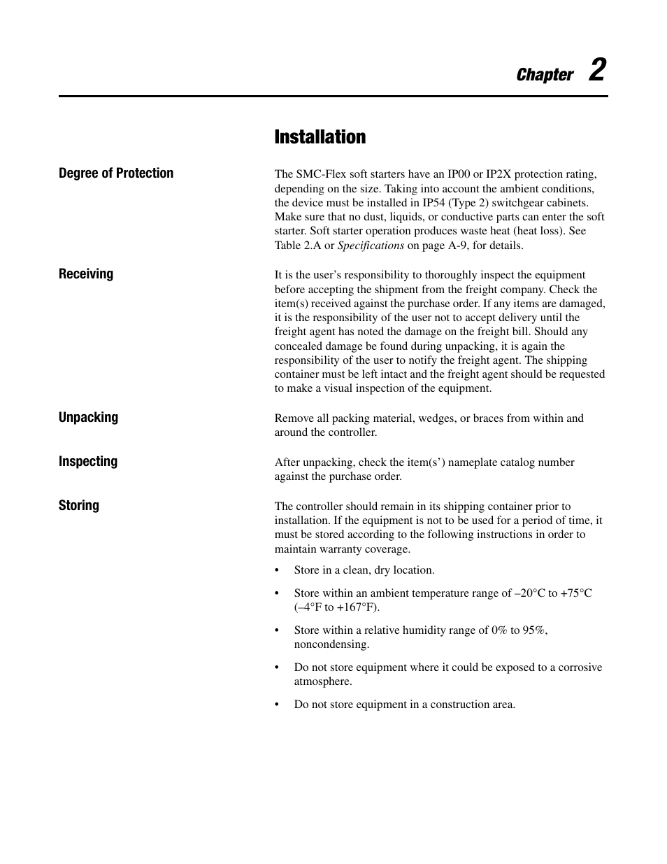 Installation, Chapter | Rockwell Automation 150 SMC-Flex User Manual User Manual | Page 31 / 162