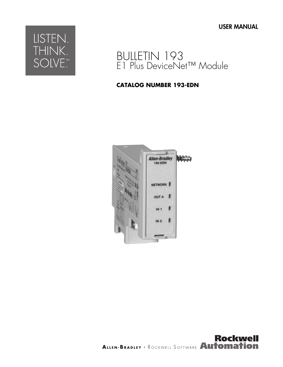 Rockwell Automation 193-EDN E1Plus Overload Relays - DeviceNet Module User Manual | 76 pages