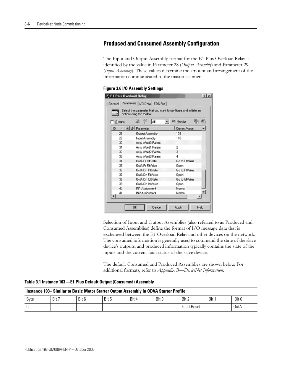 Produced and consumed assembly configuration | Rockwell Automation 193-EDN E1Plus Overload Relays - DeviceNet Module User Manual | Page 22 / 76