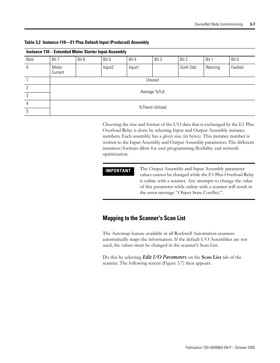 Mapping to the scanner's scan list | Rockwell Automation 193-EDN E1Plus Overload Relays - DeviceNet Module User Manual | Page 23 / 76