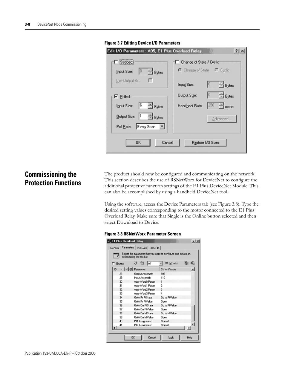 Commissioning the protection functions | Rockwell Automation 193-EDN E1Plus Overload Relays - DeviceNet Module User Manual | Page 24 / 76