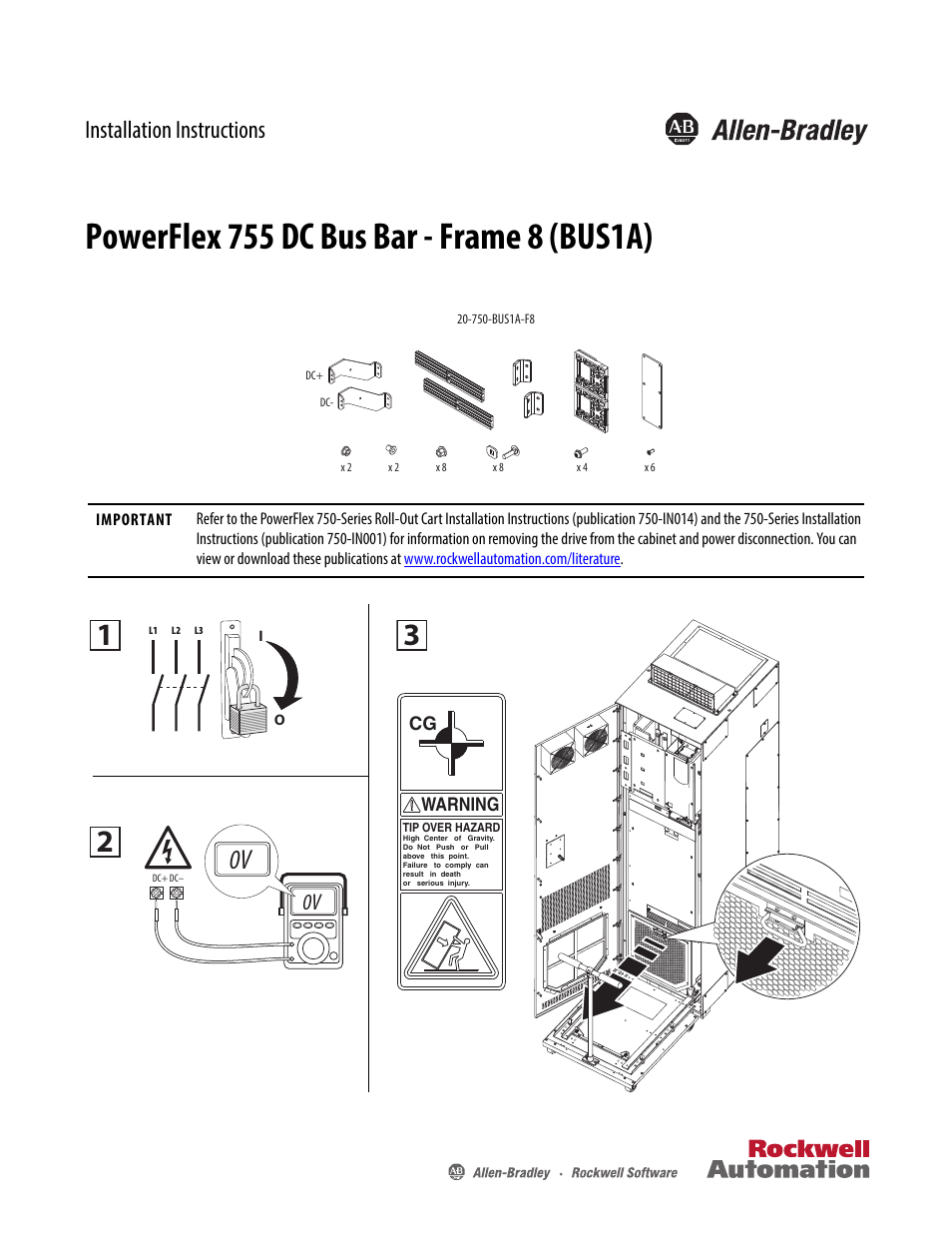 Rockwell Automation 20G PowerFlex 755 Side DC Bus Bar - Frame 8 (BUS1A) User Manual | 4 pages