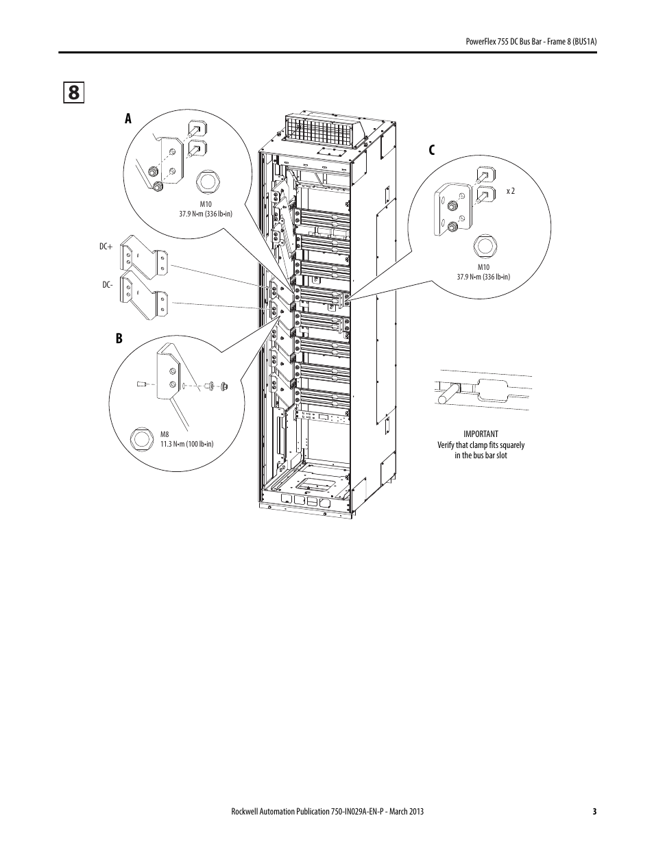 Ab c | Rockwell Automation 20G PowerFlex 755 Side DC Bus Bar - Frame 8 (BUS1A) User Manual | Page 3 / 4