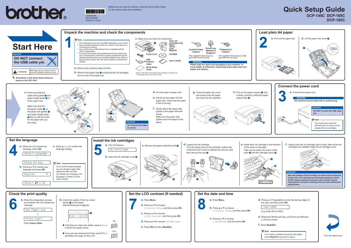 Brother DCP-185C User Manual | 2 pages