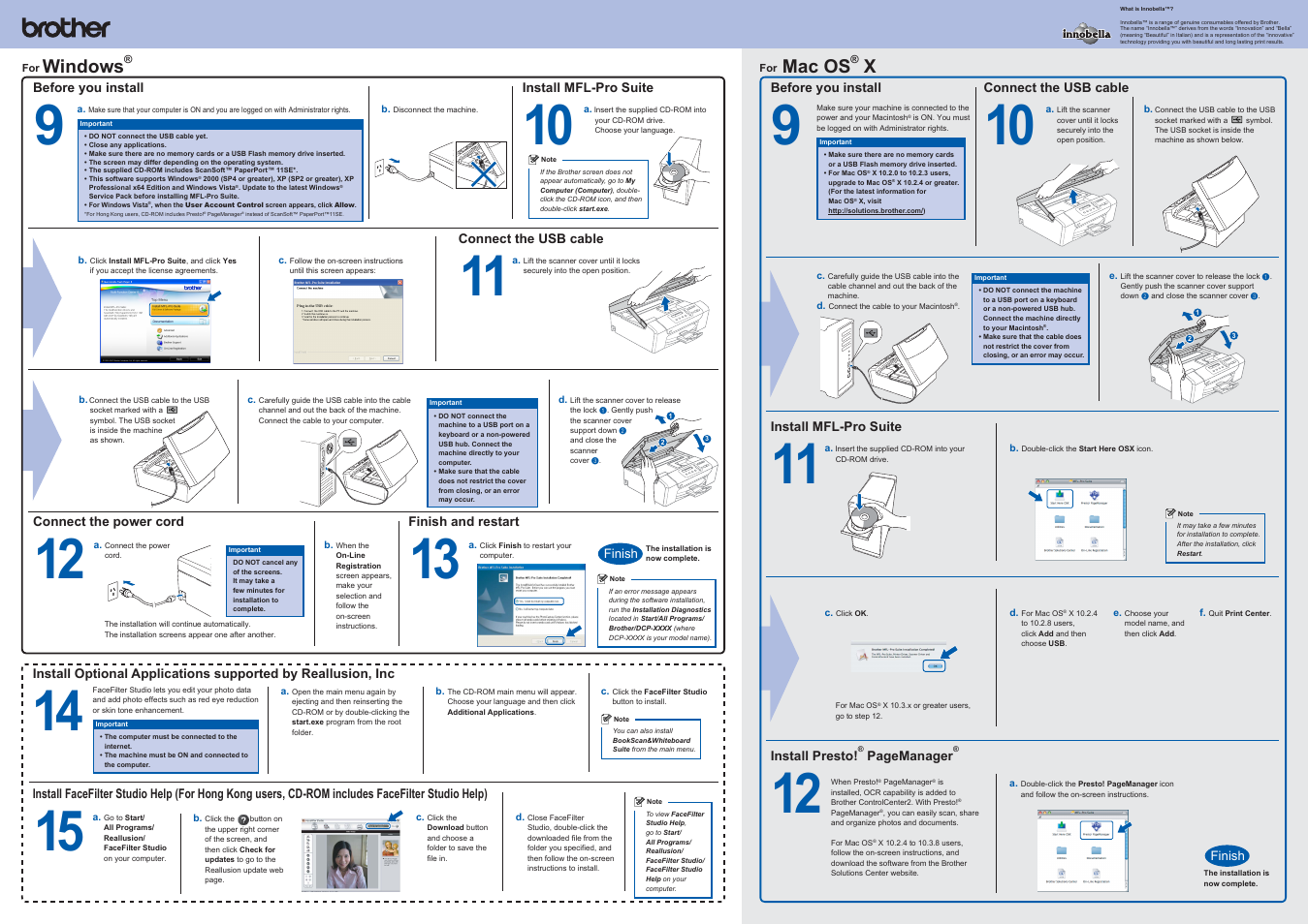 Windows, Mac os | Brother DCP-185C User Manual | Page 2 / 2