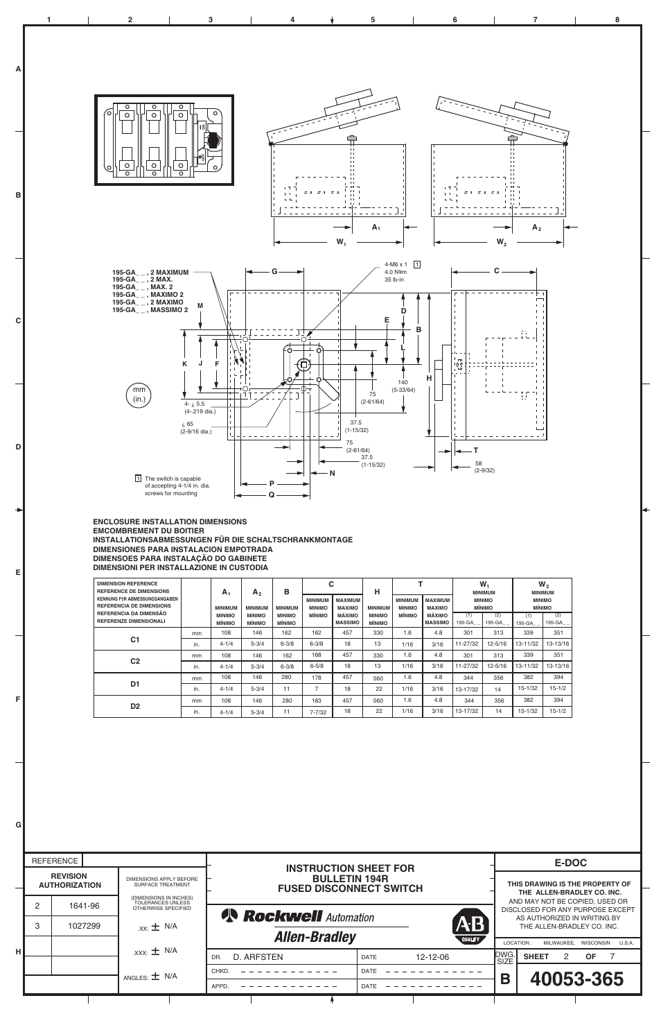 40053-365_3-2.pdf, E-doc | Rockwell Automation 194R-Nxxxx Fused Disconnect Switch User Manual | Page 2 / 6