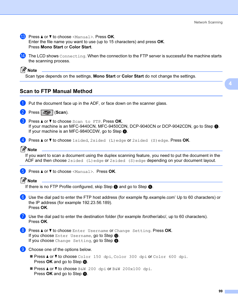 Scan to ftp manual method, Ep m | Brother MFC 9840CDW User Manual | Page 106 / 221