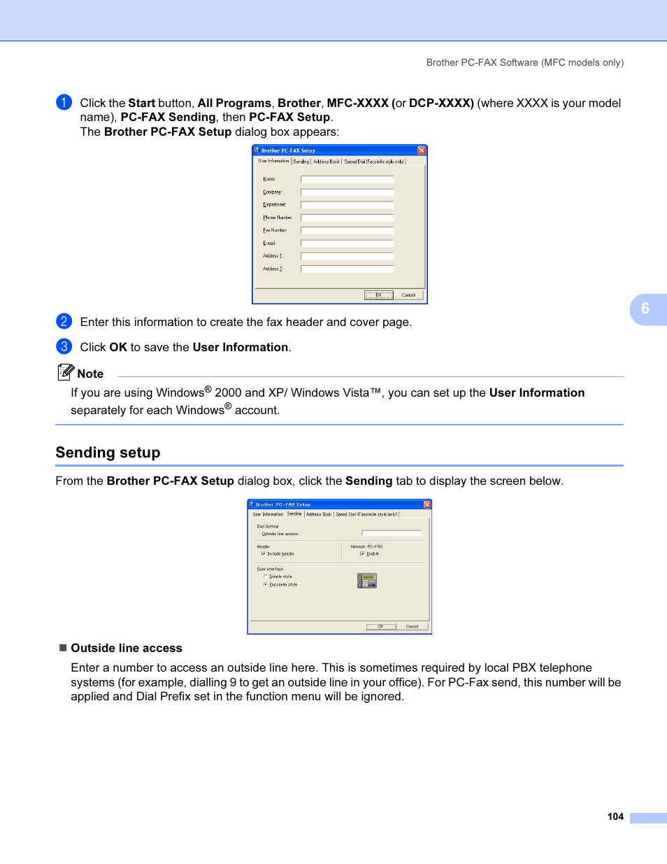 Sending setup | Brother MFC 9840CDW User Manual | Page 111 / 221