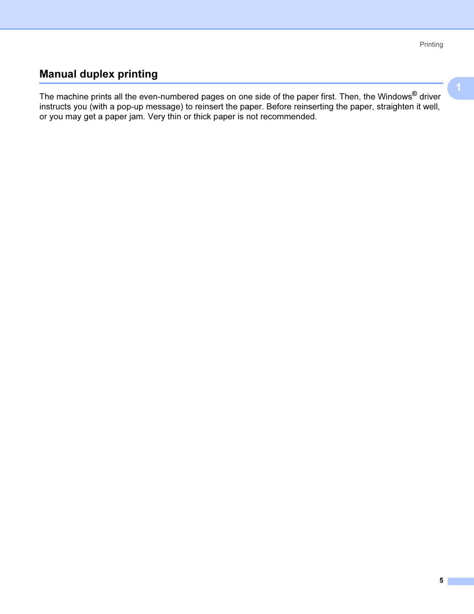 Manual duplex printing, 1manual duplex printing | Brother MFC 9840CDW User Manual | Page 12 / 221
