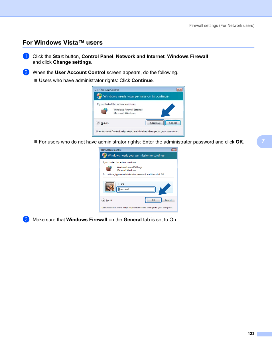 For windows vista™ users, 7for windows vista™ users | Brother MFC 9840CDW User Manual | Page 129 / 221