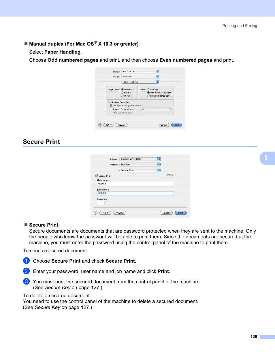 Secure print | Brother MFC 9840CDW User Manual | Page 146 / 221