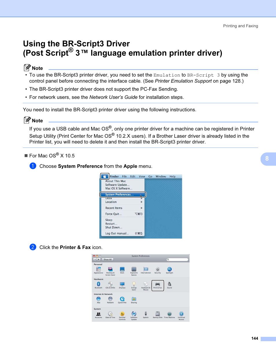 Using the br-script3 driver (post script, 3 ™ language emulation printer driver), Language emulation printer driver) | Brother MFC 9840CDW User Manual | Page 151 / 221