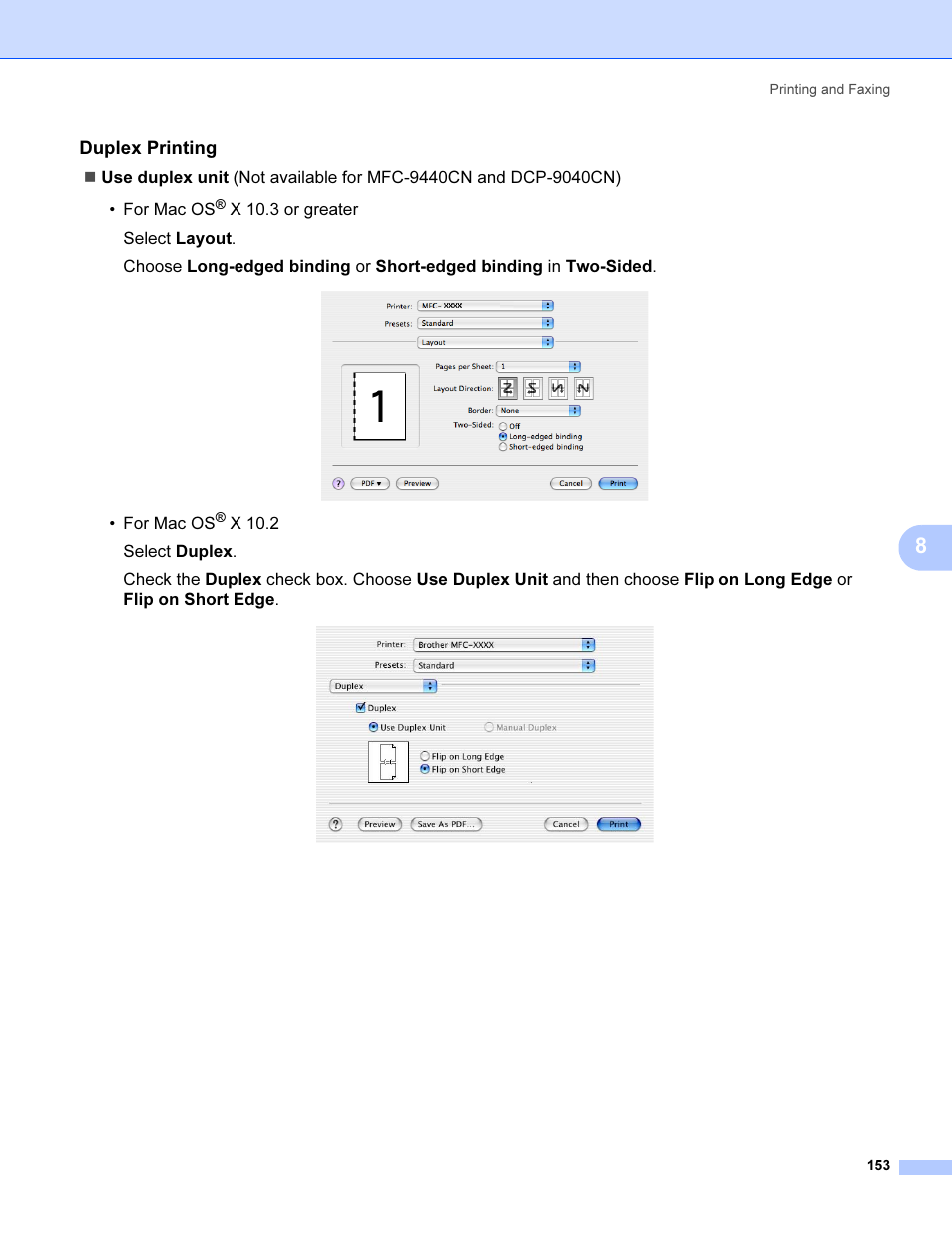 Duplex printing | Brother MFC 9840CDW User Manual | Page 160 / 221