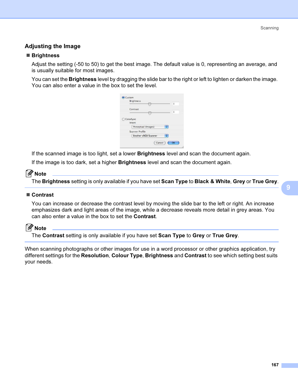 Adjusting the image | Brother MFC 9840CDW User Manual | Page 174 / 221