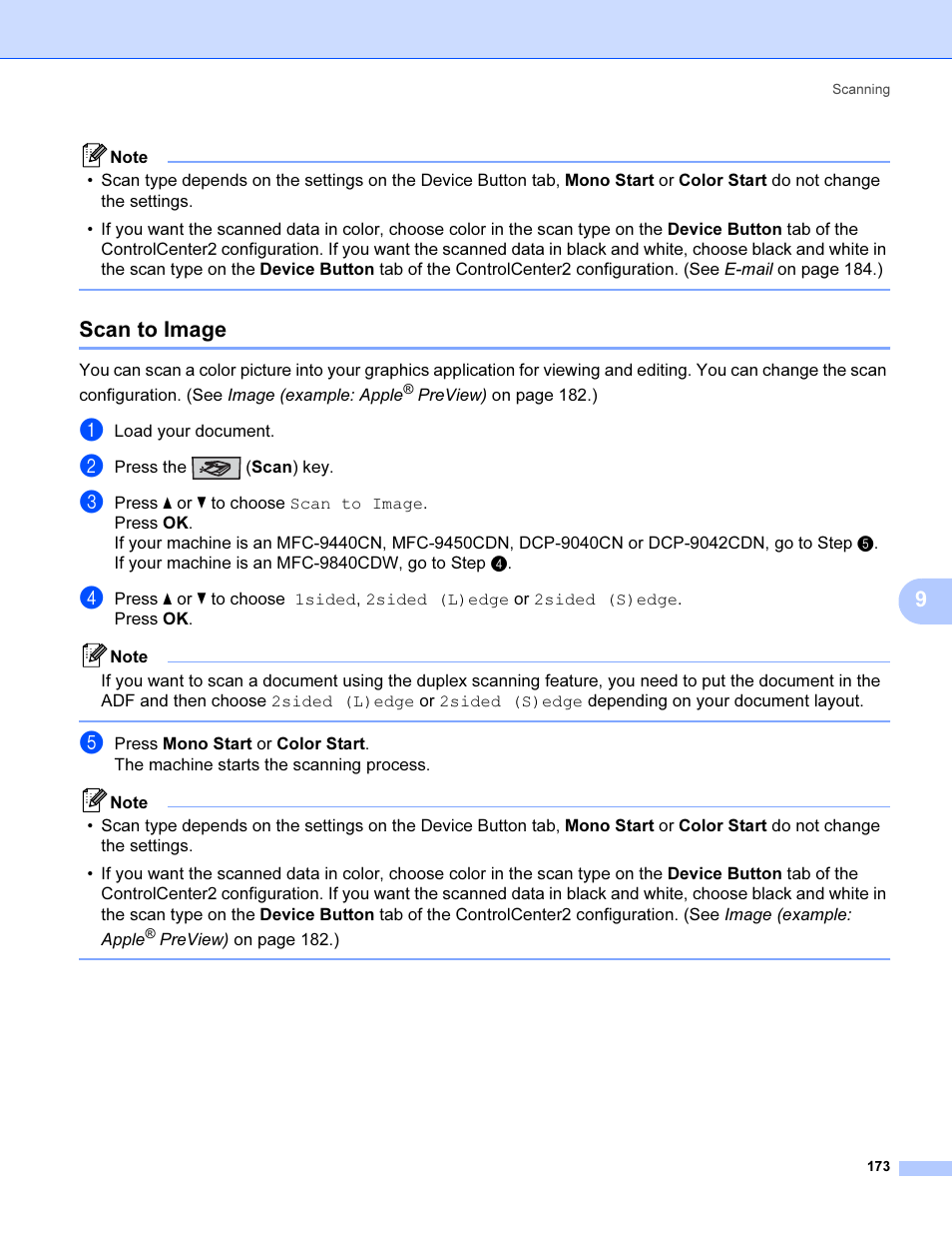 Scan to image | Brother MFC 9840CDW User Manual | Page 180 / 221