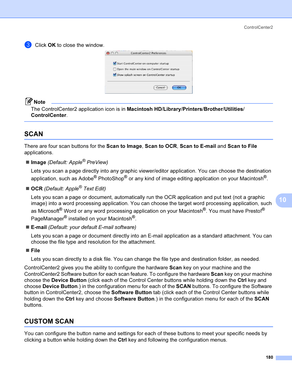 Scan, Custom scan, Scan custom scan | Brother MFC 9840CDW User Manual | Page 187 / 221