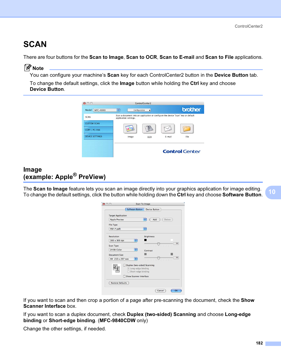 Scan, Image (example: apple® preview), Image (example: apple | Preview), Image (example, Apple | Brother MFC 9840CDW User Manual | Page 189 / 221
