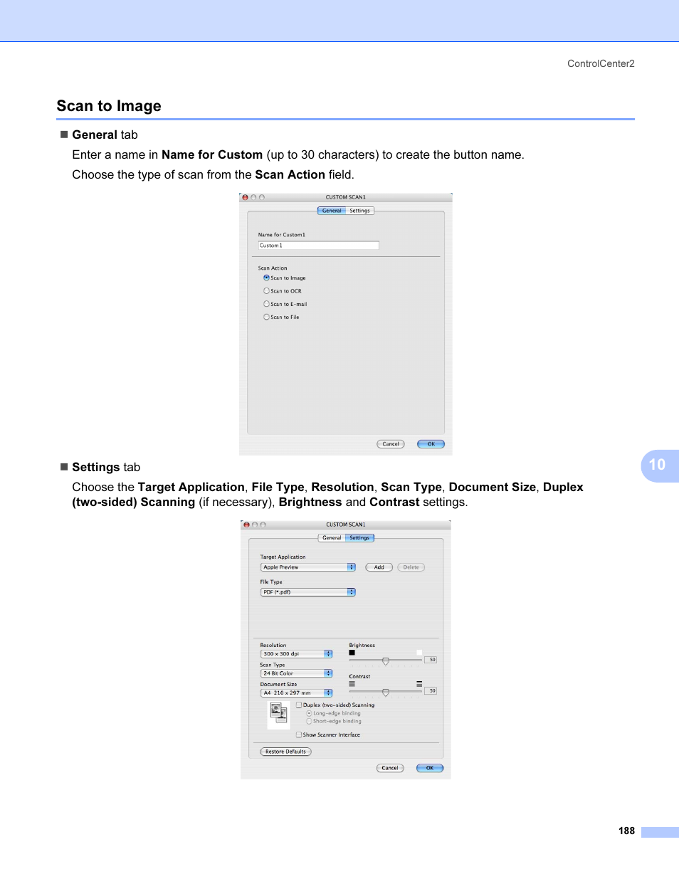 Scan to image, 10 scan to image | Brother MFC 9840CDW User Manual | Page 195 / 221