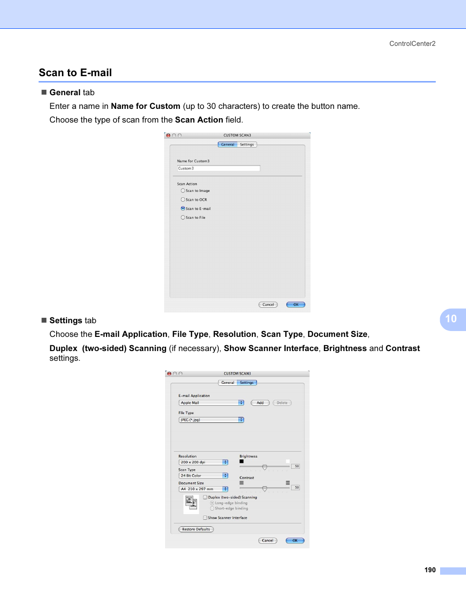 Scan to e-mail, 10 scan to e-mail | Brother MFC 9840CDW User Manual | Page 197 / 221