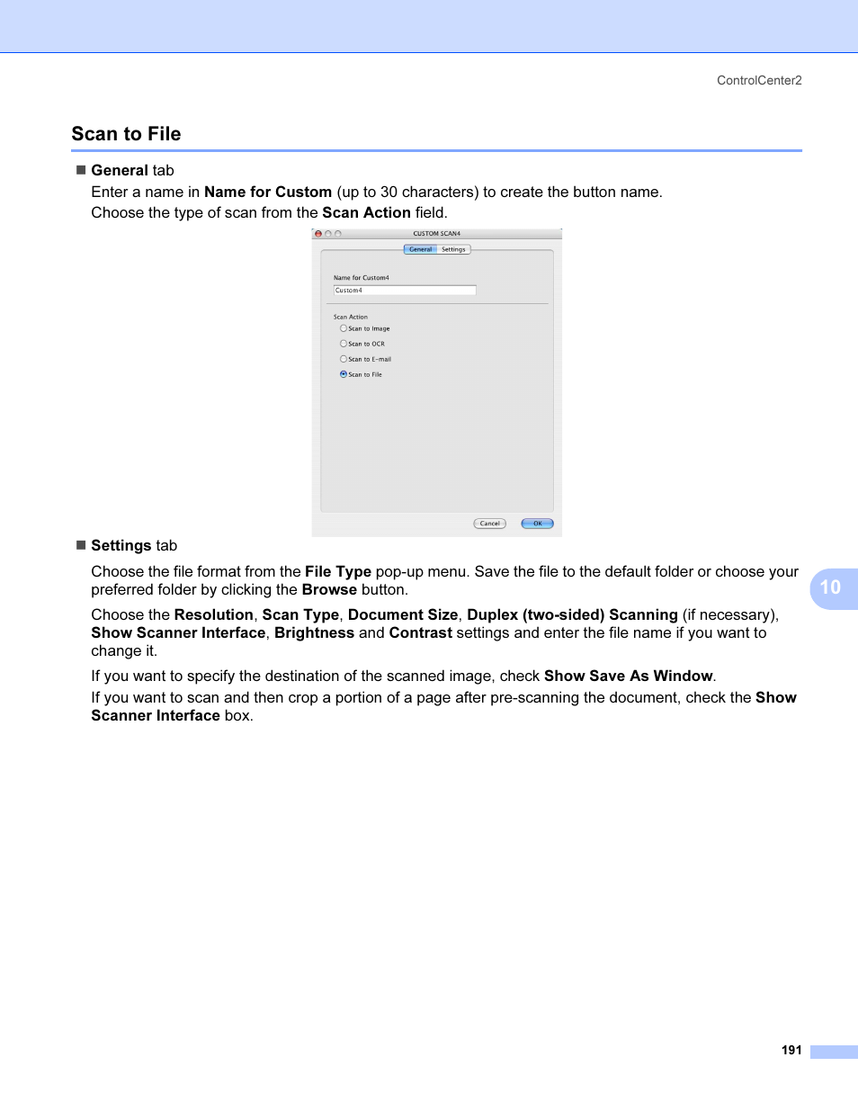 Scan to file, 10 scan to file | Brother MFC 9840CDW User Manual | Page 198 / 221