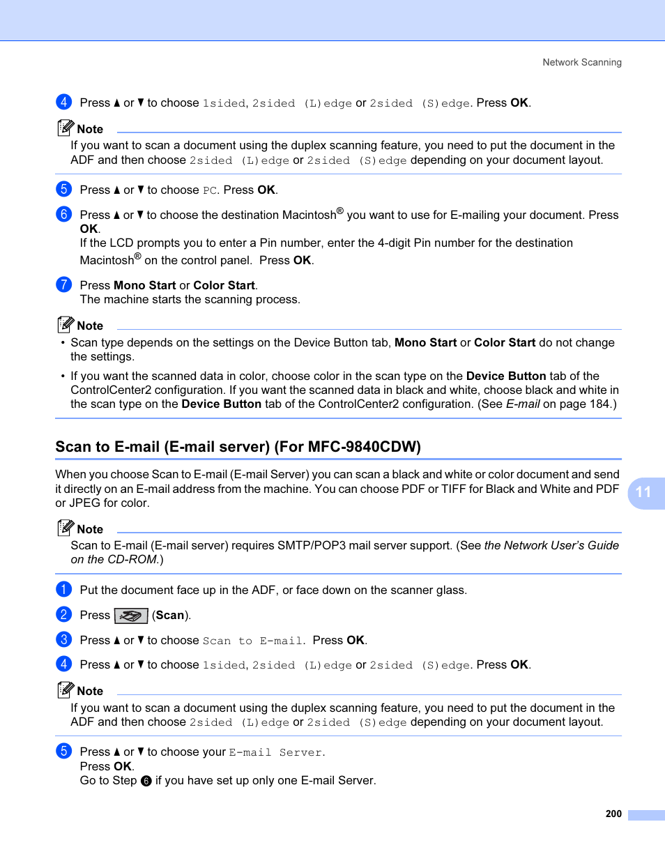 Scan to e-mail (e-mail server) (for mfc-9840cdw) | Brother MFC 9840CDW User Manual | Page 207 / 221