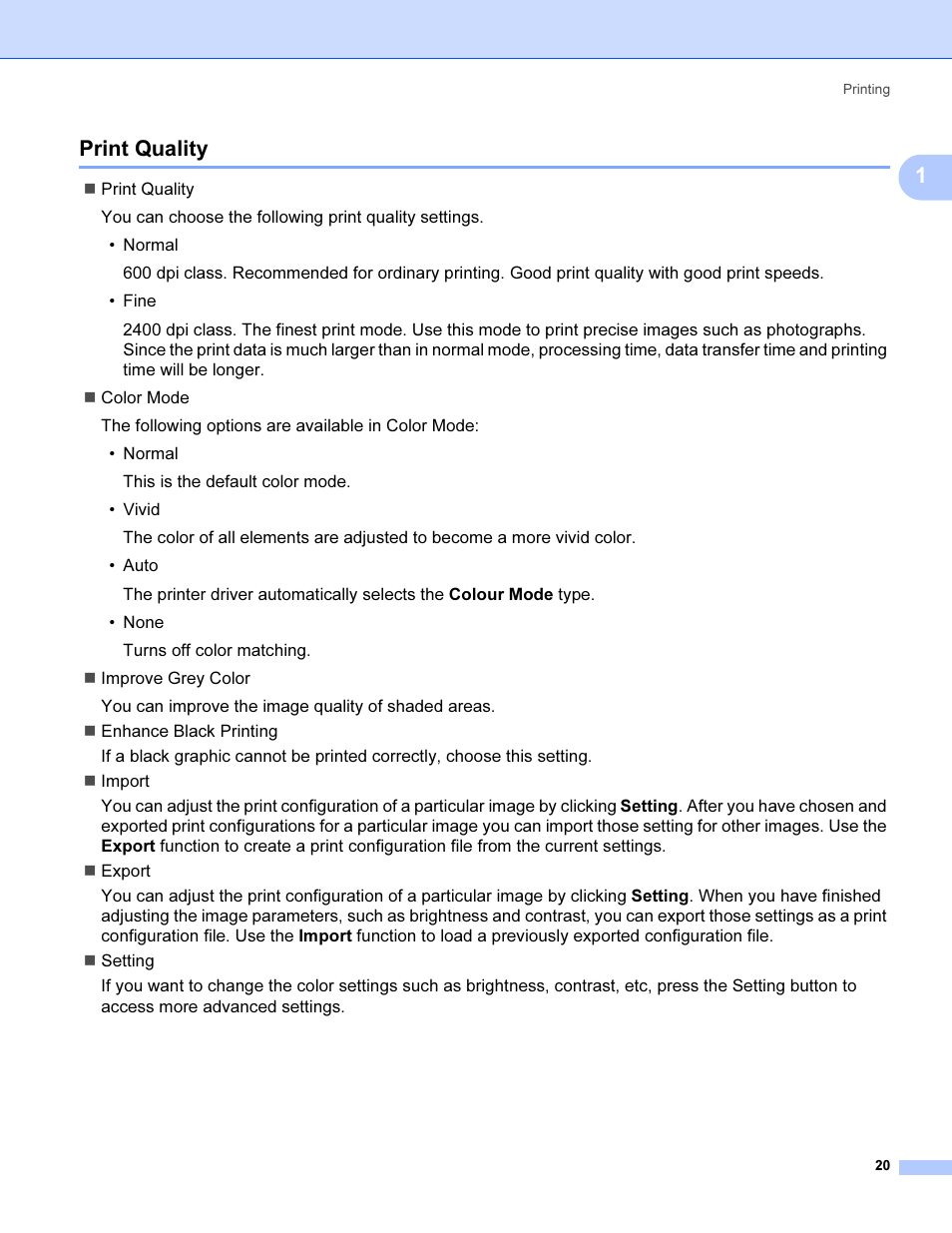 Print quality, 1print quality | Brother MFC 9840CDW User Manual | Page 27 / 221
