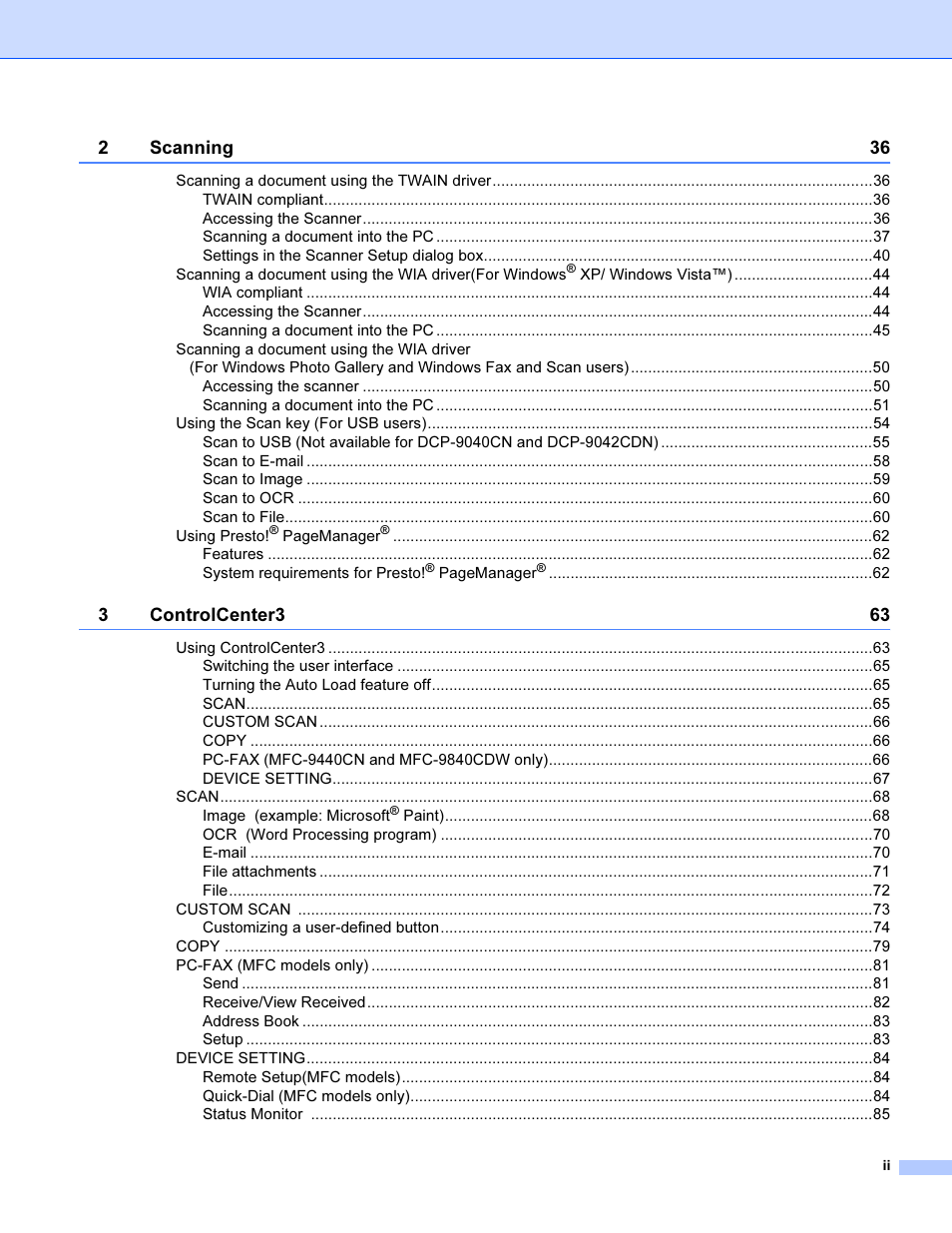 Brother MFC 9840CDW User Manual | Page 3 / 221