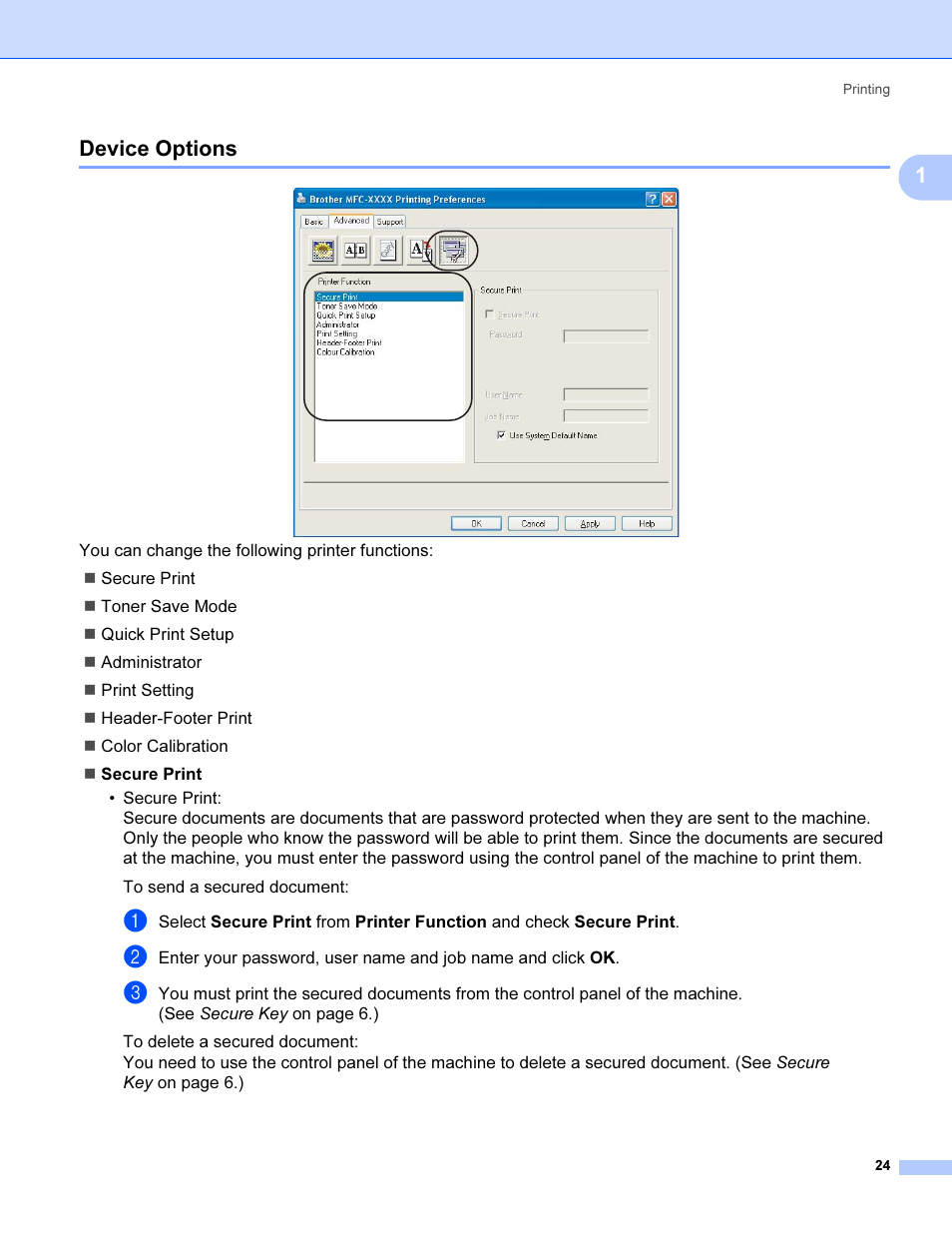 Device options, 1device options | Brother MFC 9840CDW User Manual | Page 31 / 221