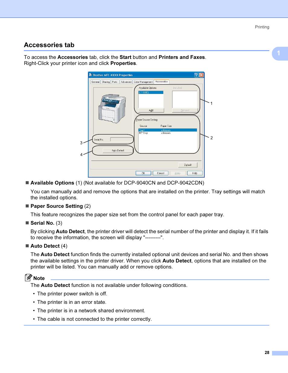 Accessories tab, 1accessories tab | Brother MFC 9840CDW User Manual | Page 35 / 221