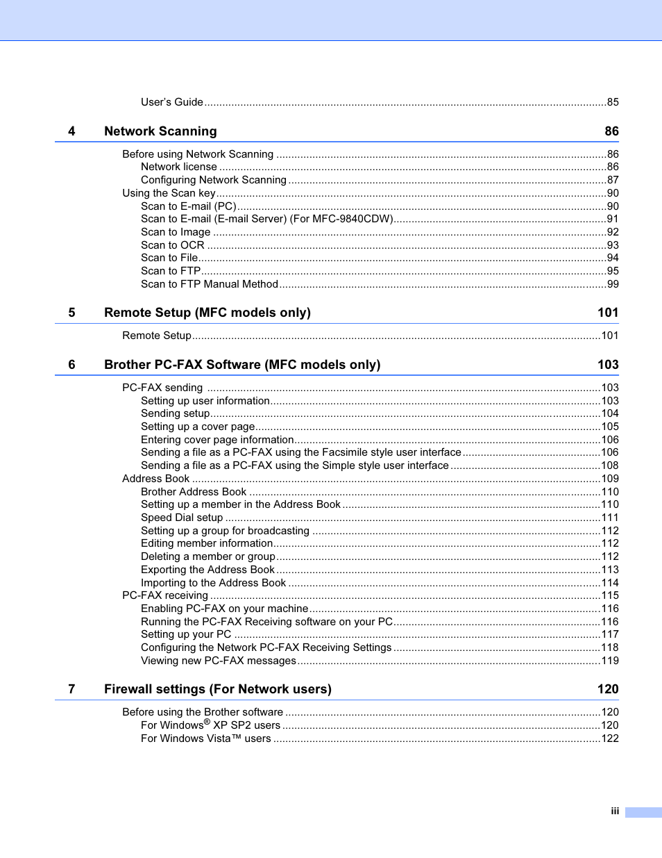 Brother MFC 9840CDW User Manual | Page 4 / 221