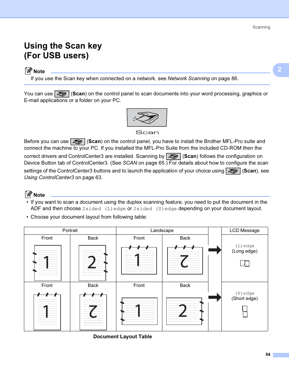 Using the scan key (for usb users) | Brother MFC 9840CDW User Manual | Page 61 / 221