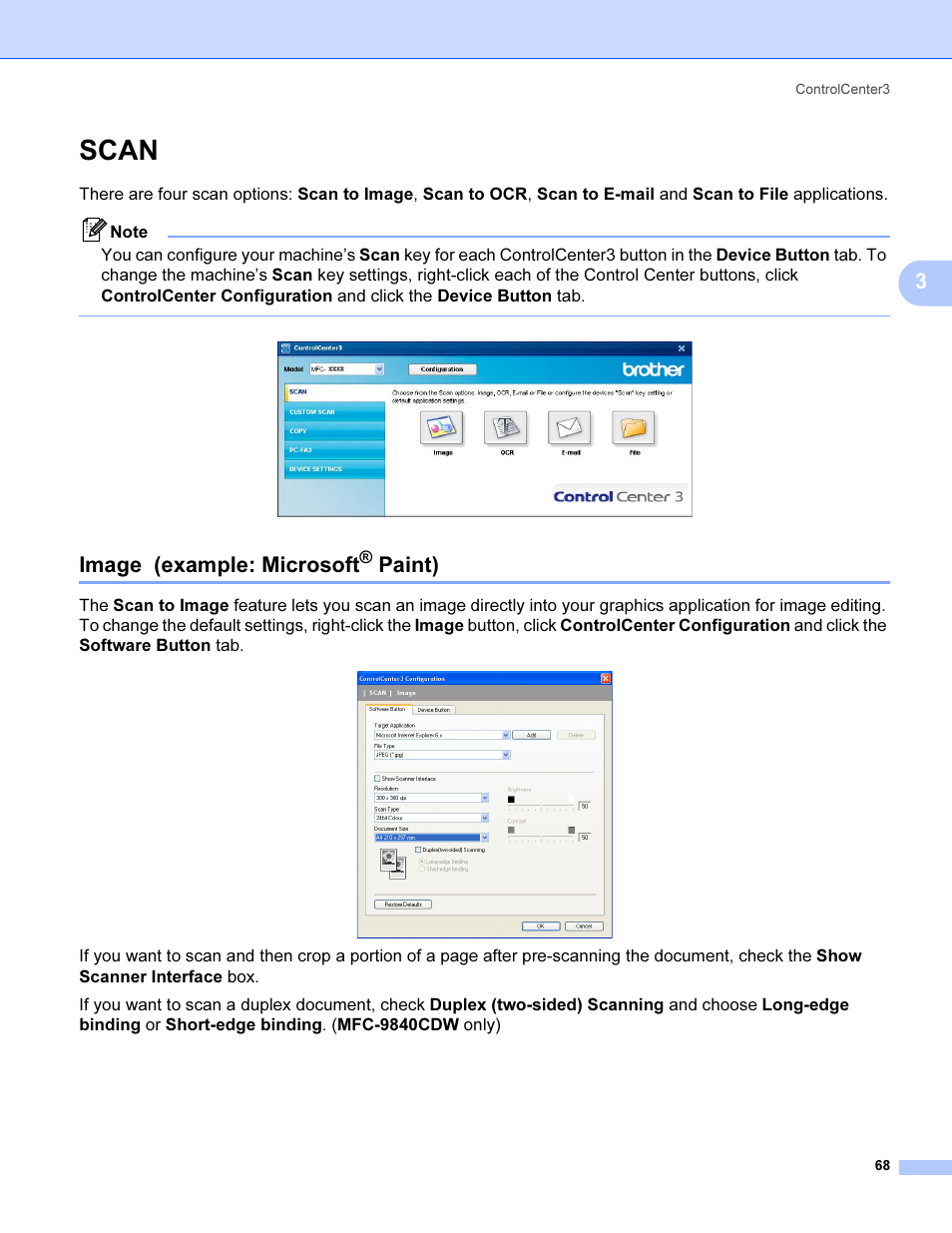Scan, Image (example: microsoft® paint), Image (example: microsoft | Paint) | Brother MFC 9840CDW User Manual | Page 75 / 221