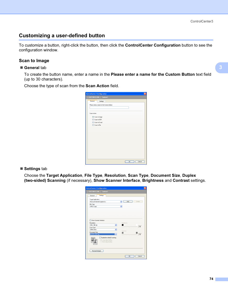 Customizing a user-defined button, Scan to image, 3customizing a user-defined button | Brother MFC 9840CDW User Manual | Page 81 / 221