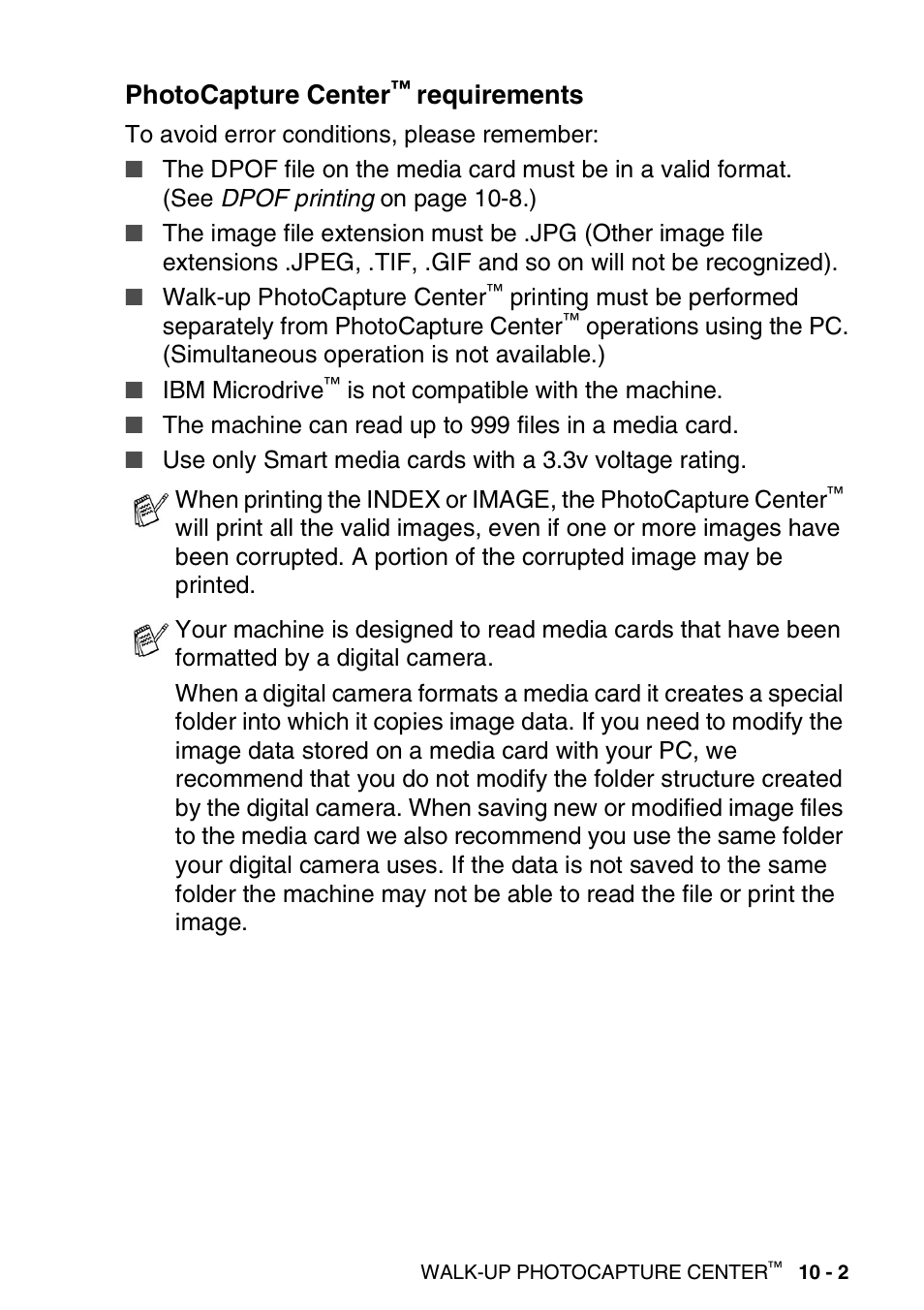 Photocapture center™ requirements, Photocapture center, Requirements -2 | Requirements | Brother DCP-110C User Manual | Page 111 / 212