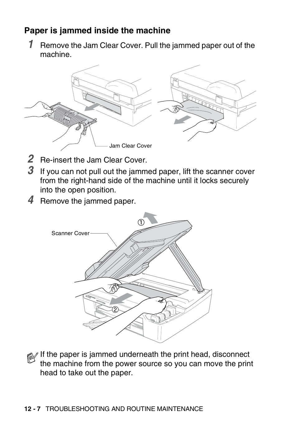 Paper is jammed inside the machine, Paper is jammed inside the machine -7 | Brother DCP-110C User Manual | Page 134 / 212