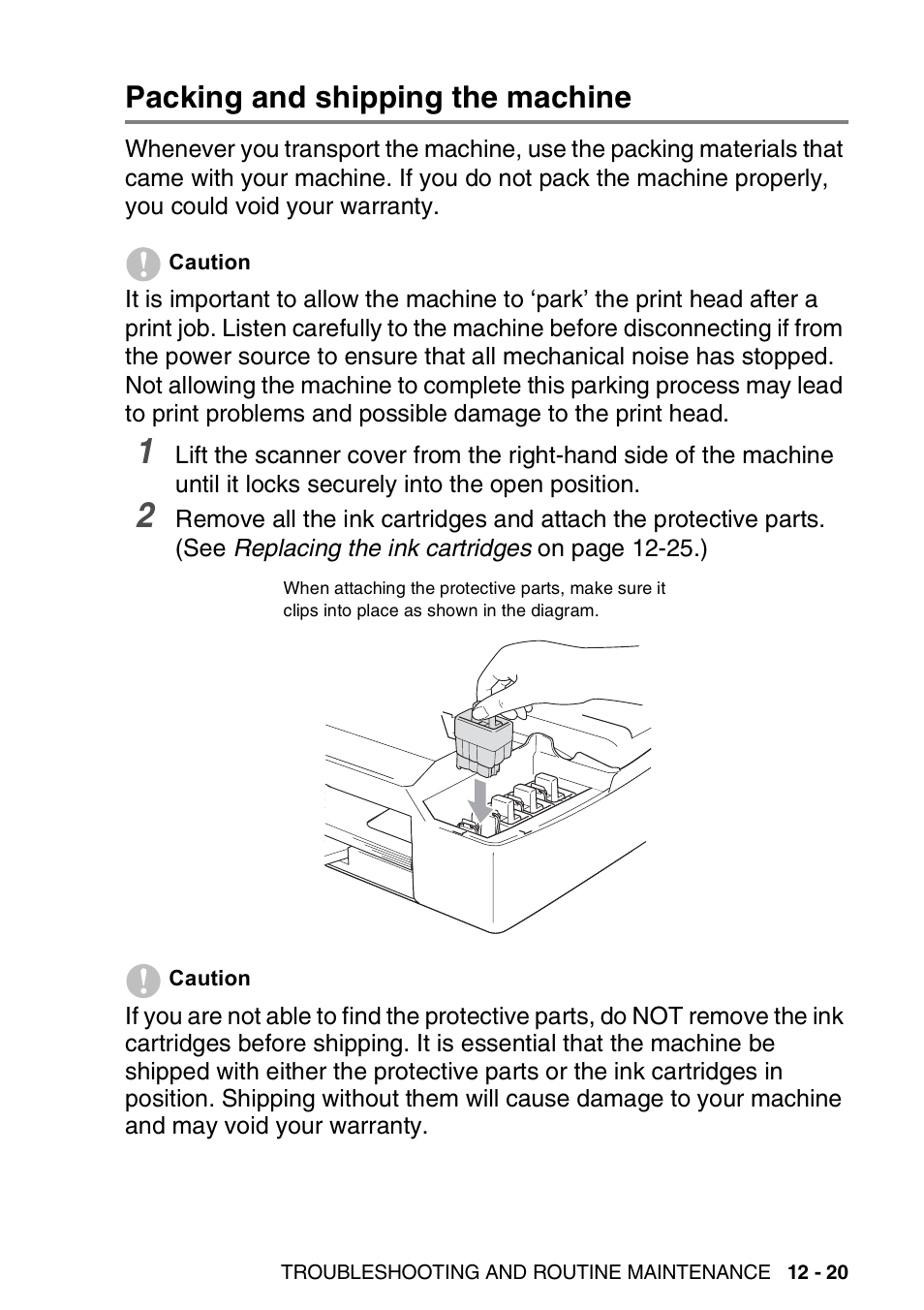 Packing and shipping the machine, Packing and shipping the machine -20 | Brother DCP-110C User Manual | Page 147 / 212