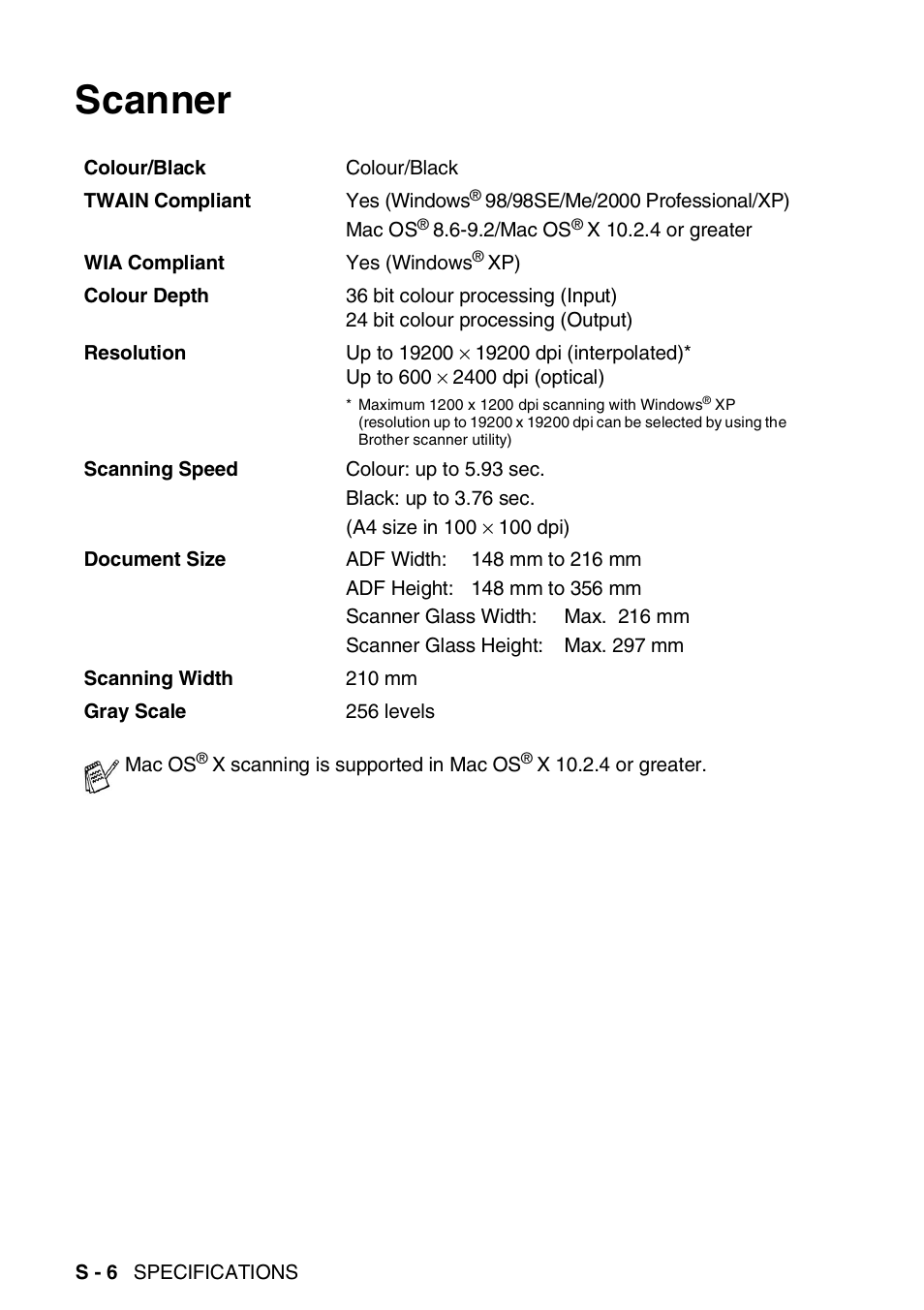 Scanner | Brother DCP-110C User Manual | Page 200 / 212