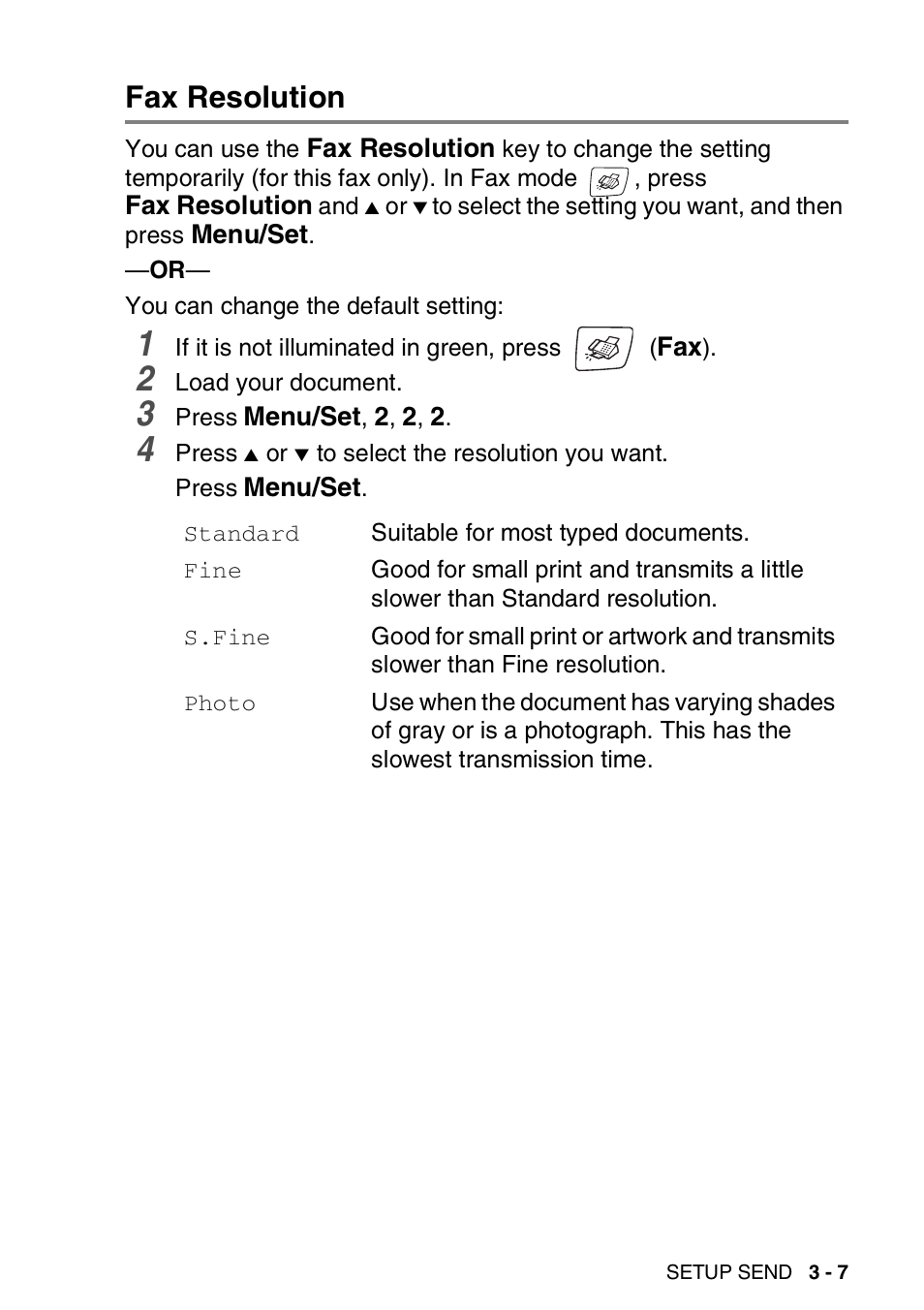 Fax resolution, Fax resolution -7 | Brother DCP-110C User Manual | Page 49 / 212