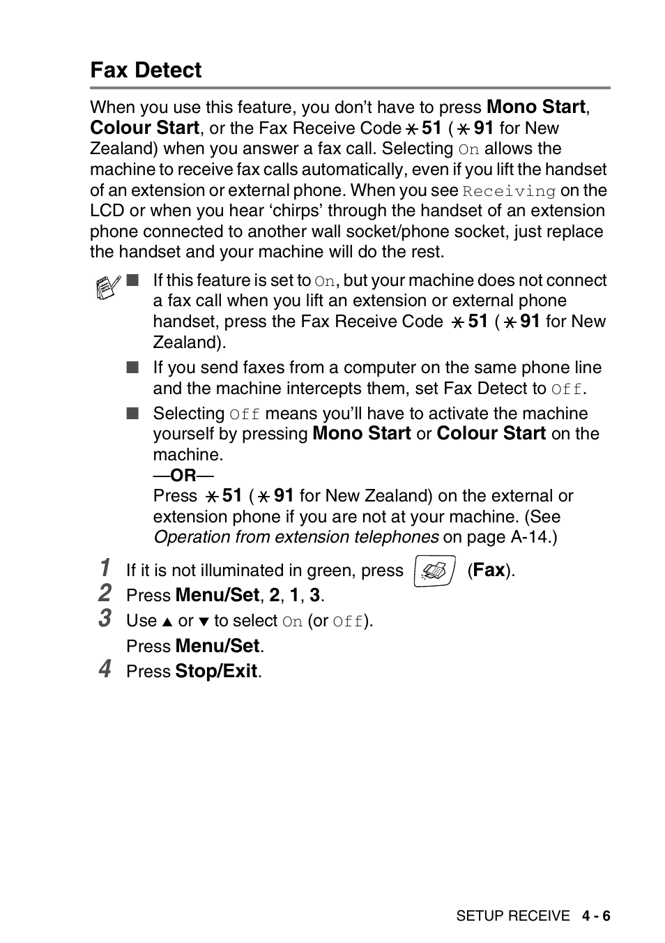 Fax detect, Fax detect -6 | Brother DCP-110C User Manual | Page 65 / 212