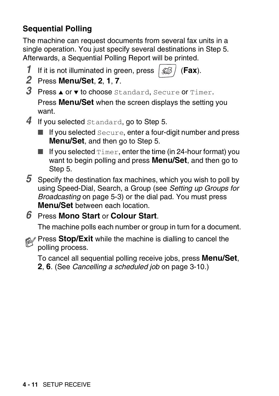 Sequential polling, Sequential polling -11 | Brother DCP-110C User Manual | Page 70 / 212