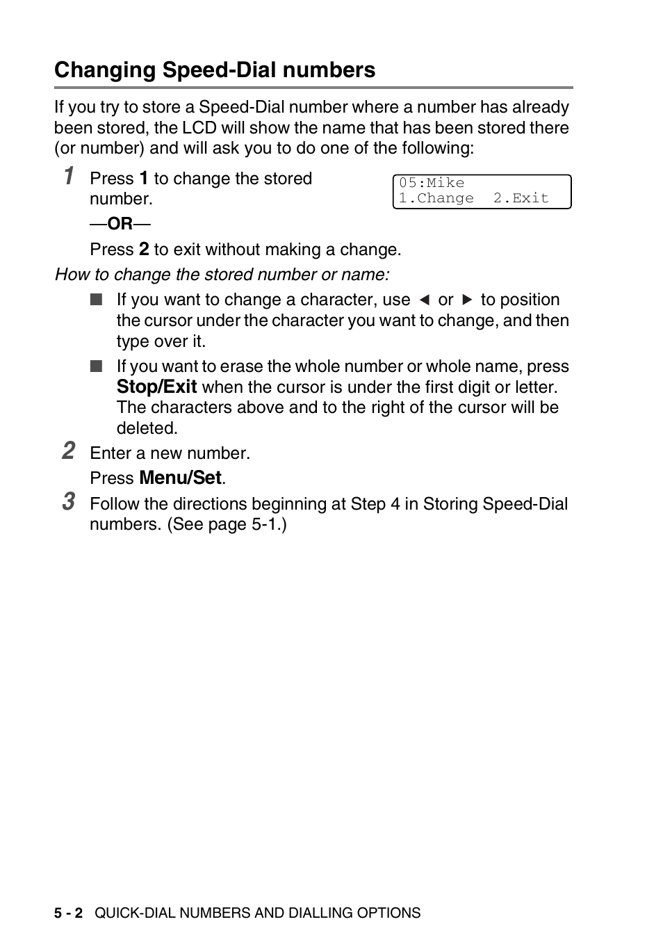 Changing speed-dial numbers, Changing speed-dial numbers -2 | Brother DCP-110C User Manual | Page 72 / 212