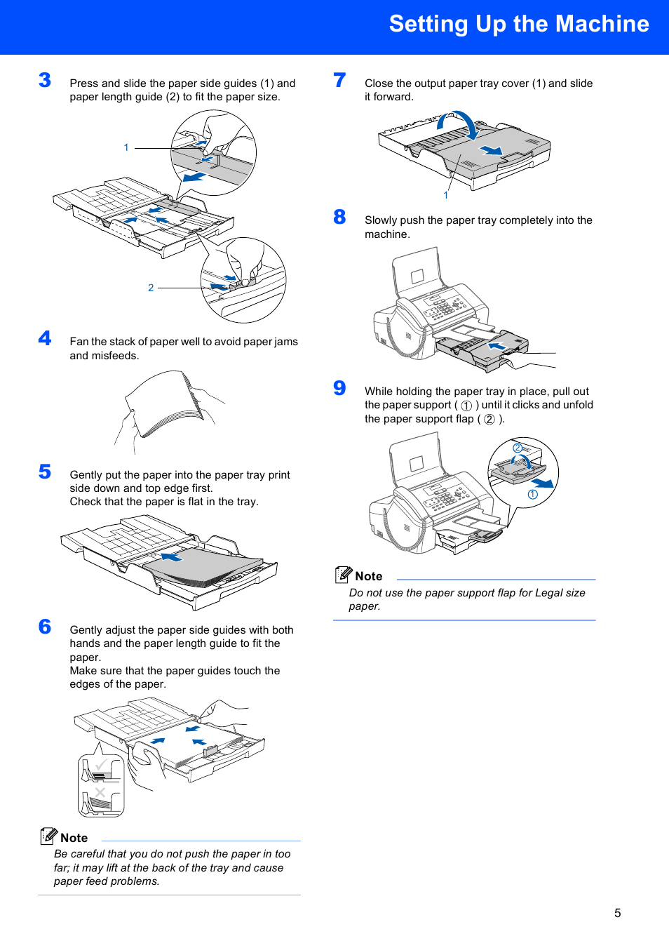 Setting up the machine | Brother Fax 1360 User Manual | Page 7 / 16